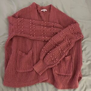 Pink Madewell Bobble Cardigan Sweater